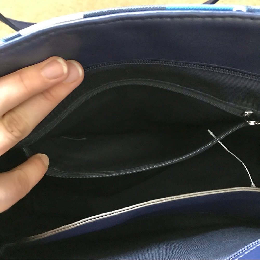 Sam Edelman Signature Shoulder Bag Tote Navy Poseidon Blue - Picture 6 of 8